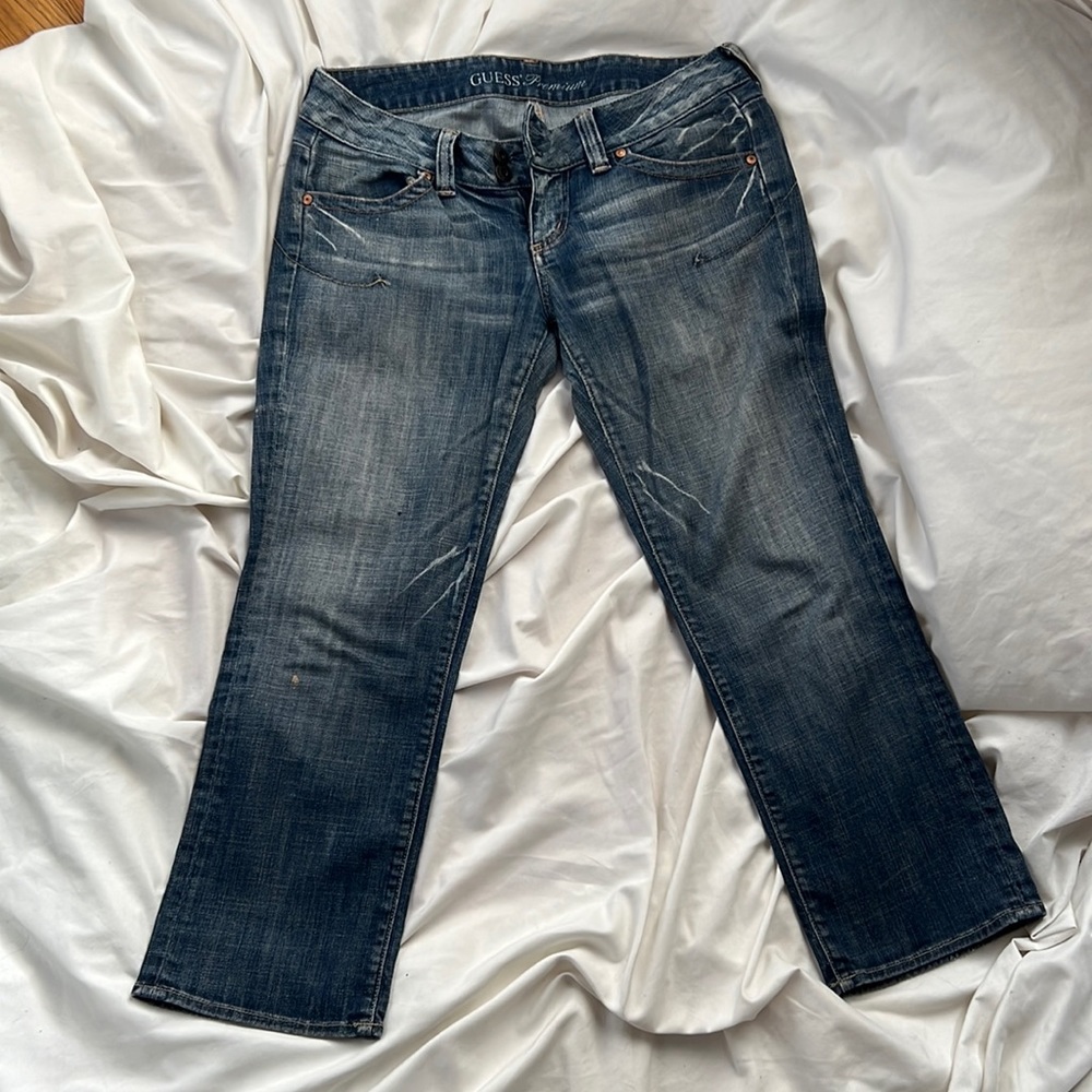 Guess by Marciano Women's Dark Blue Cropped Jeans